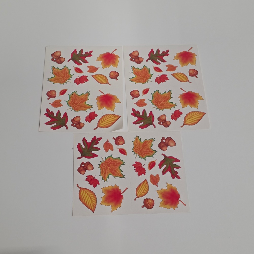 Autumn Fall Leaves and Acorns Sticker Sheets 3 Pack Scrapbooking Harvest Decor